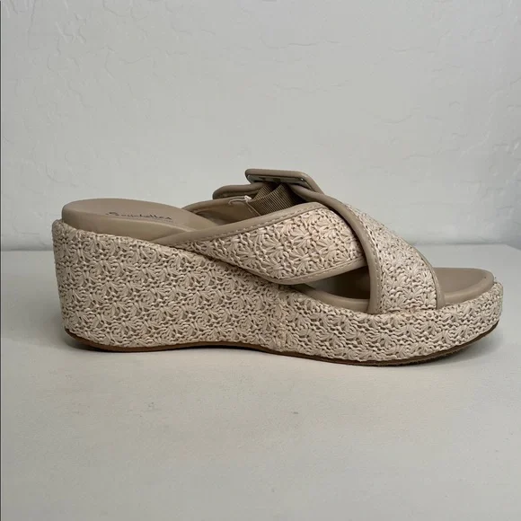 Seychelles Calli buckle crisscross woven cream platform sandals size 9.5 - Picture 5 of 13